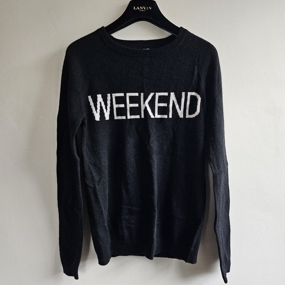 New Philosophy Weekend 100% Cashmere Black/White Pullover Sweater NWT XS - Picture 1 of 13